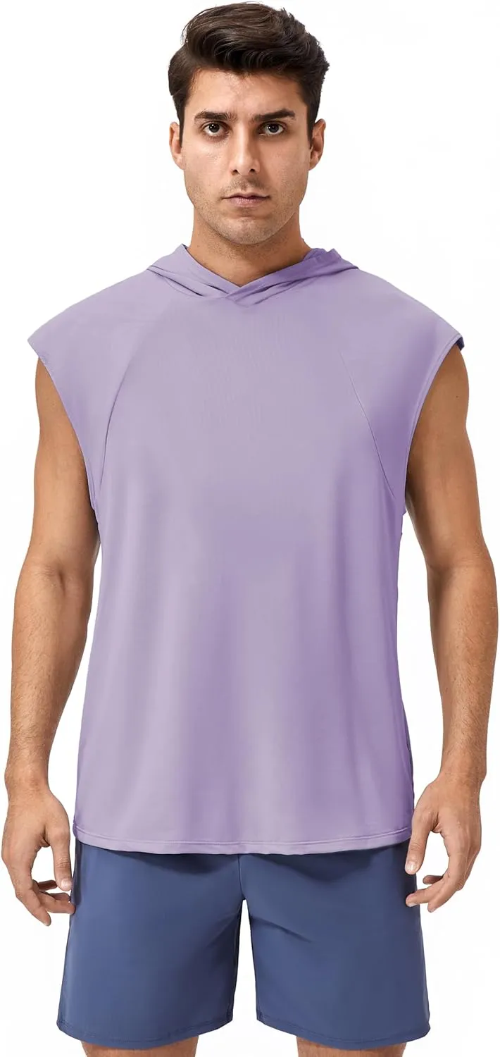 Men's Hooded Tank Tops Summer Sleeveless Workout Gym Hoodies Athletic Bodybuilding Muscle Cut Off Sports T Shirts