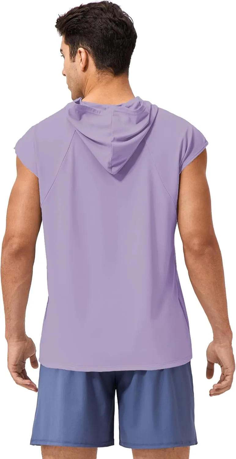 Men's Hooded Tank Tops Summer Sleeveless Workout Gym Hoodies Athletic Bodybuilding Muscle Cut Off Sports T Shirts