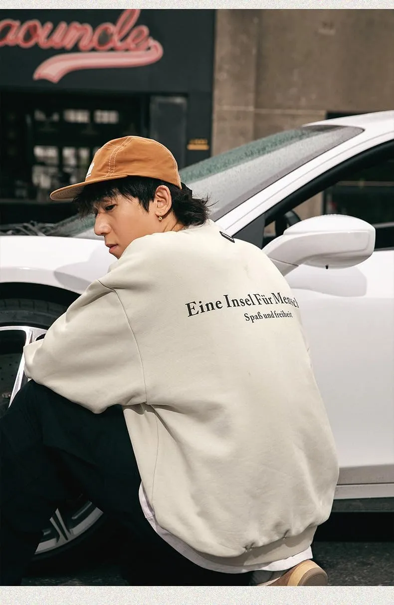 men's Oversized Graphic Letter Print Sweatshirts Crewneck Pullover Heavyweight Hoodies Long Sleeve Streetwear Hoodie