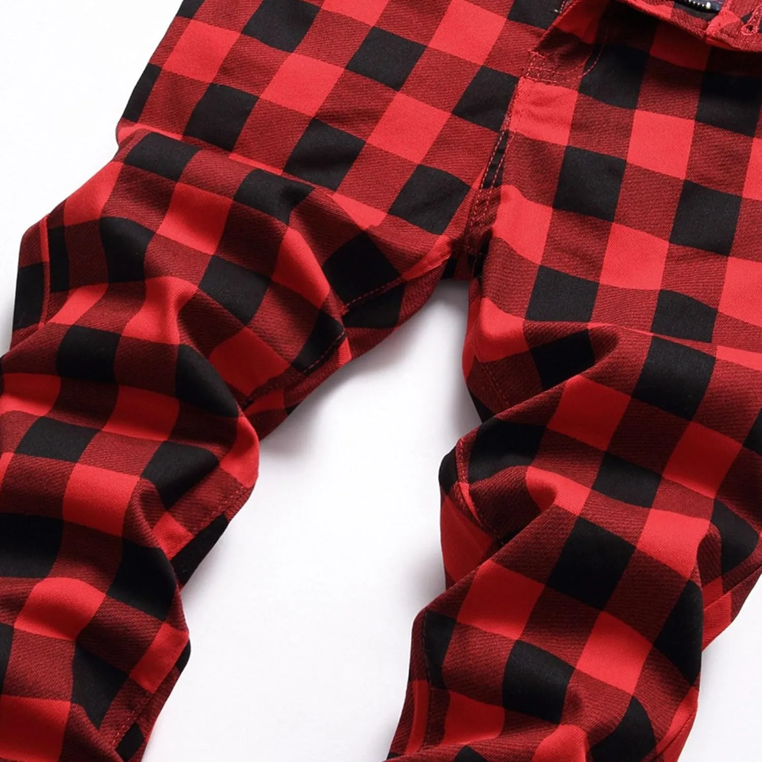 Men's Plaid Stylish Pant Slim Fit Jean Skinny Denim Pants Casual Dress Chinos Pants for Men
