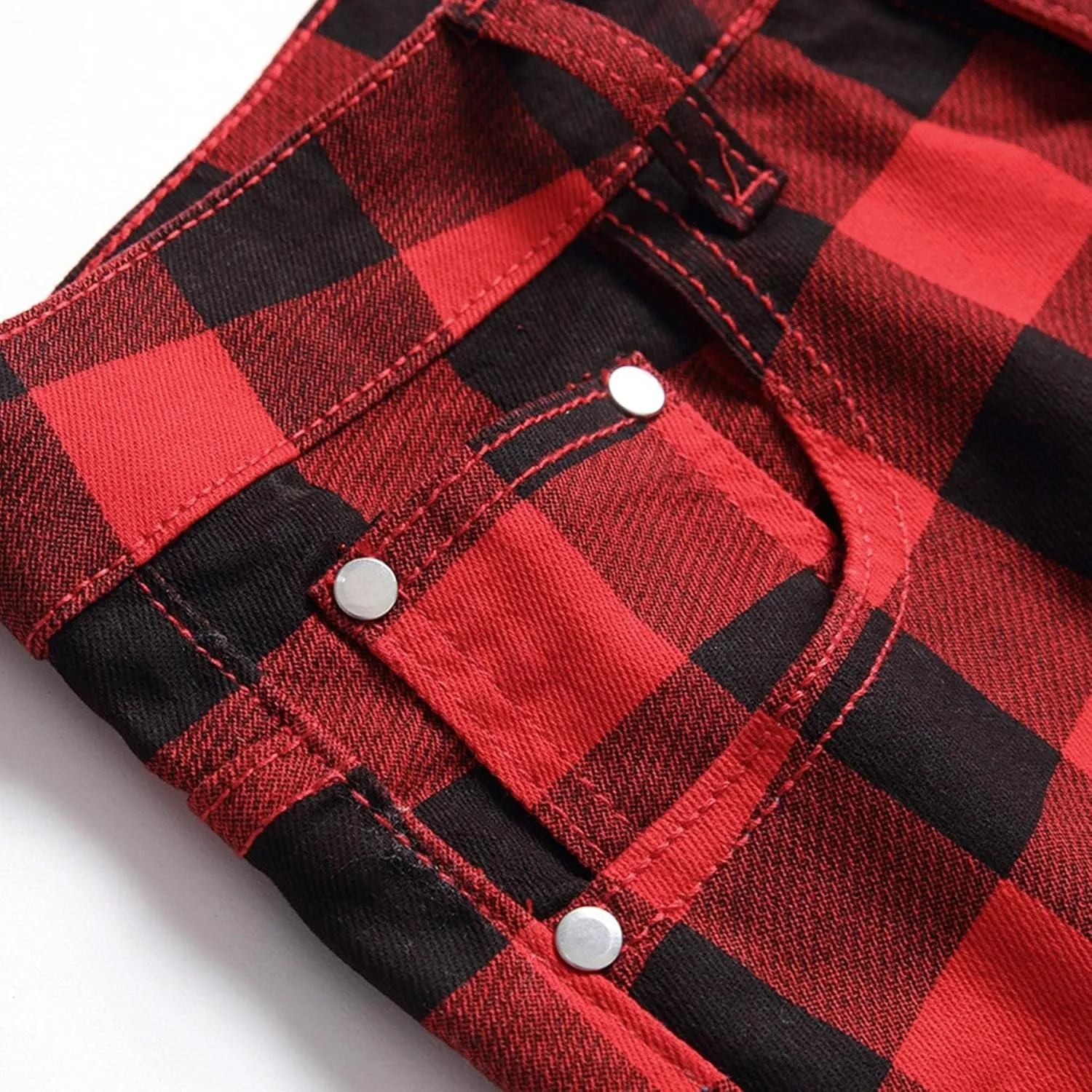 Men's Plaid Stylish Pant Slim Fit Jean Skinny Denim Pants Casual Dress Chinos Pants for Men