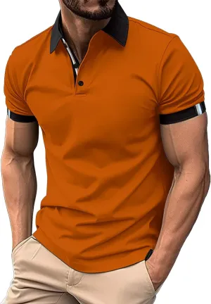 Men's Polo Shirt Slim Fit Moisture Wicking Quick Dry Summer Short Sleeve Golf Polo T Shirts Fashion 1/4 Zipper Collared Top