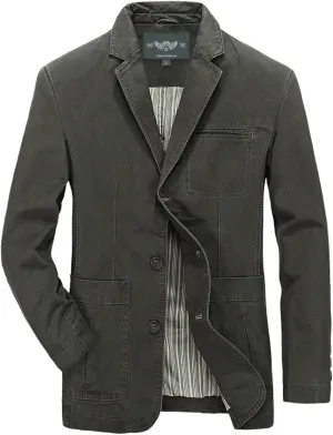 Mens Suit Jacket Casual Daily Business Slim Fit Cotton Long Sleeve Single Breasted Blazers