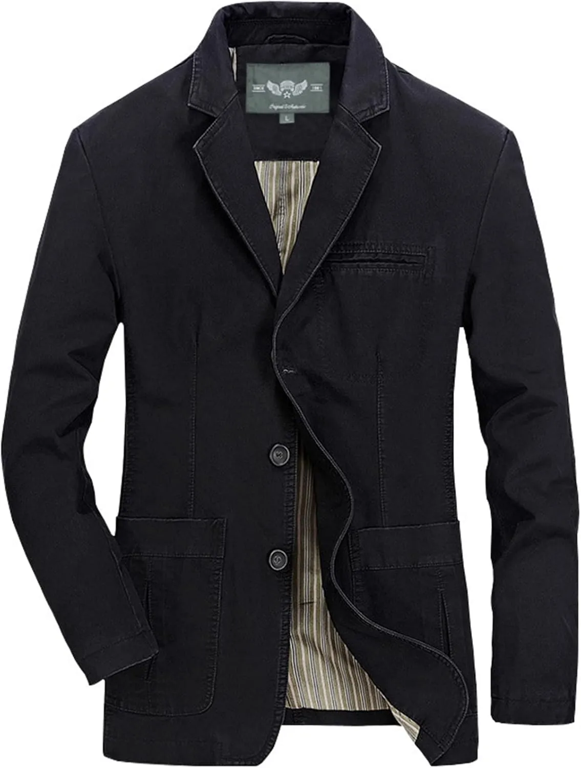 Mens Suit Jacket Casual Daily Business Slim Fit Cotton Long Sleeve Single Breasted Blazers