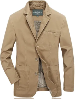 Mens Suit Jacket Casual Daily Business Slim Fit Cotton Long Sleeve Single Breasted Blazers