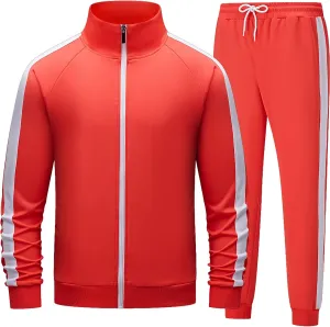 Men's Track suits Sets Long Sleeve Full-zip Sweatsuit Active Jackets and Pants 2 Piece Outfits