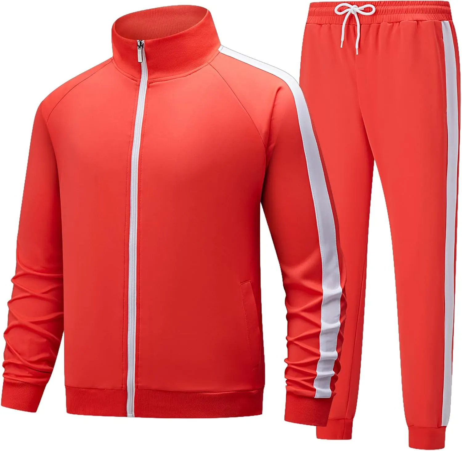 Men's Track suits Sets Long Sleeve Full-zip Sweatsuit Active Jackets and Pants 2 Piece Outfits