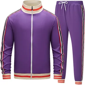 Men's Track suits Sets Long Sleeve Full-zip Sweatsuit Active Jackets and Pants 2 Piece Outfits