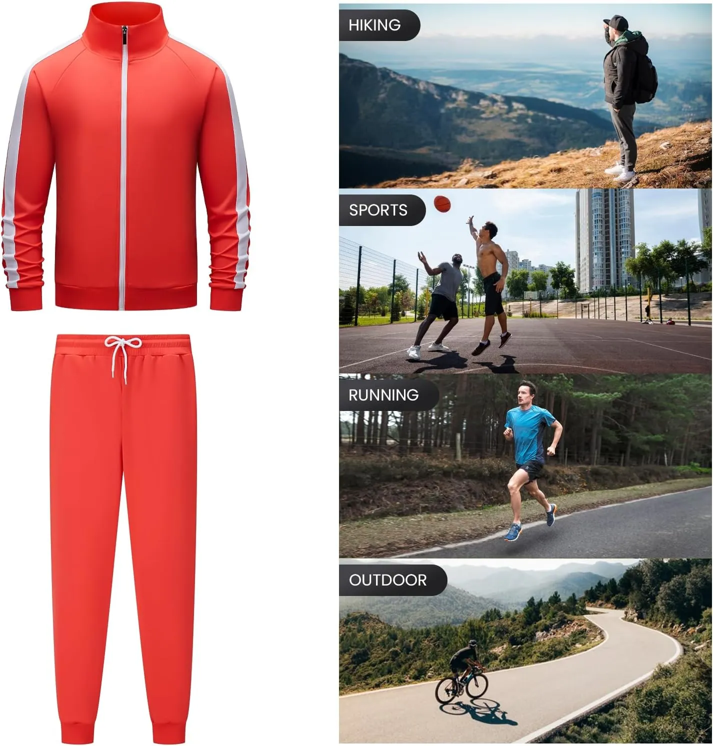Men's Track suits Sets Long Sleeve Full-zip Sweatsuit Active Jackets and Pants 2 Piece Outfits