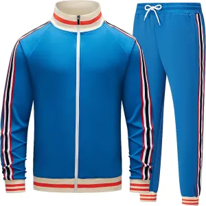 Men's Track suits Sets Long Sleeve Full-zip Sweatsuit Active Jackets and Pants 2 Piece Outfits