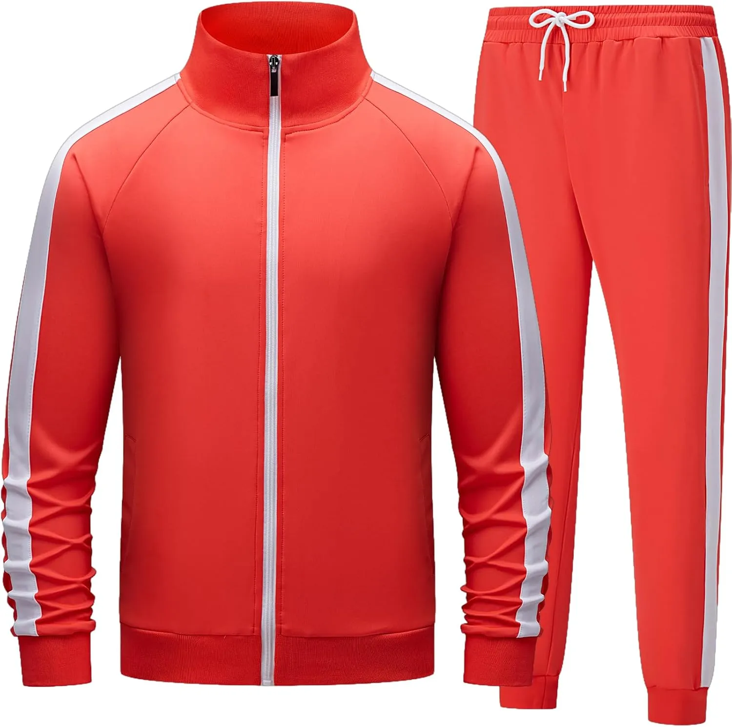 Men's Track suits Sets Long Sleeve Full-zip Sweatsuit Active Jackets and Pants 2 Piece Outfits