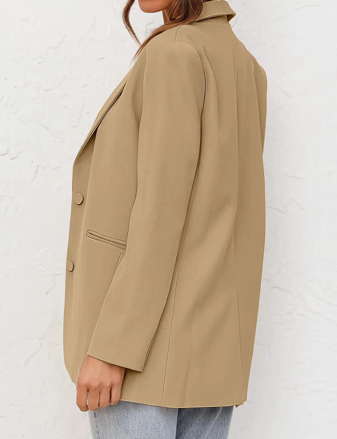 MEROKEETY Women's 2024 Fall Casual Blazers Long Sleeve Lapel Open Front Button Work Blazer Jackets with Pockets