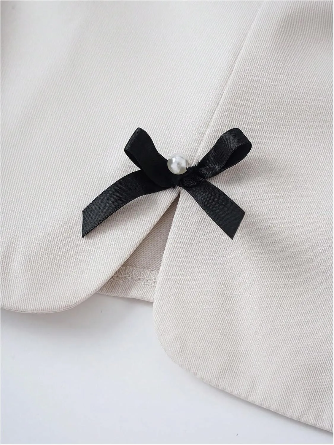 Milumia Women's Casual Crop Blazers Bow Lapel Button Down Long Sleeve Work Office Blazer Jacket