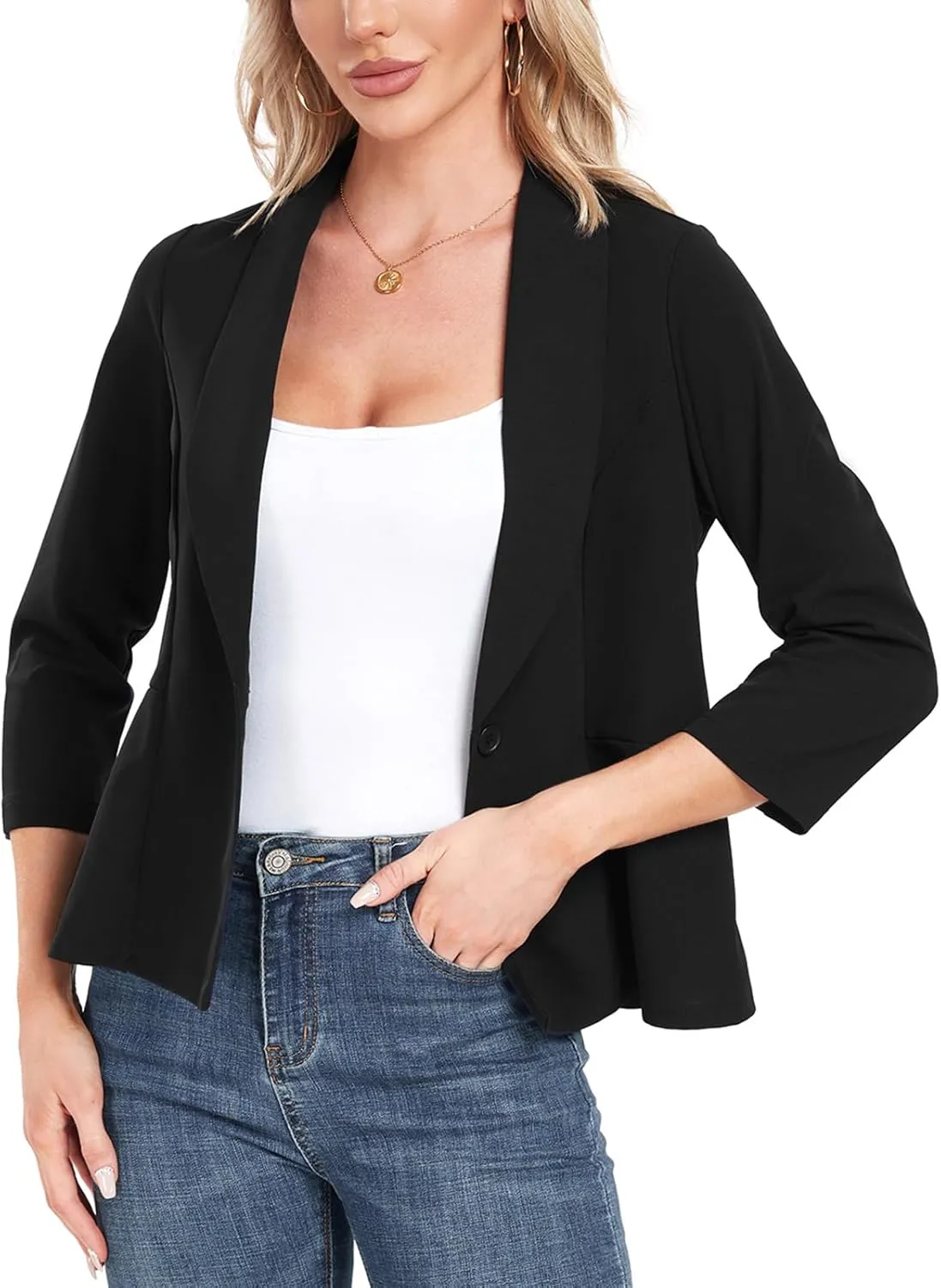 MINTLIMIT Womens Blazer Suit Jackets Dressy 3/4 Sleeve Blazer Casual Business Blazer for Work 2025