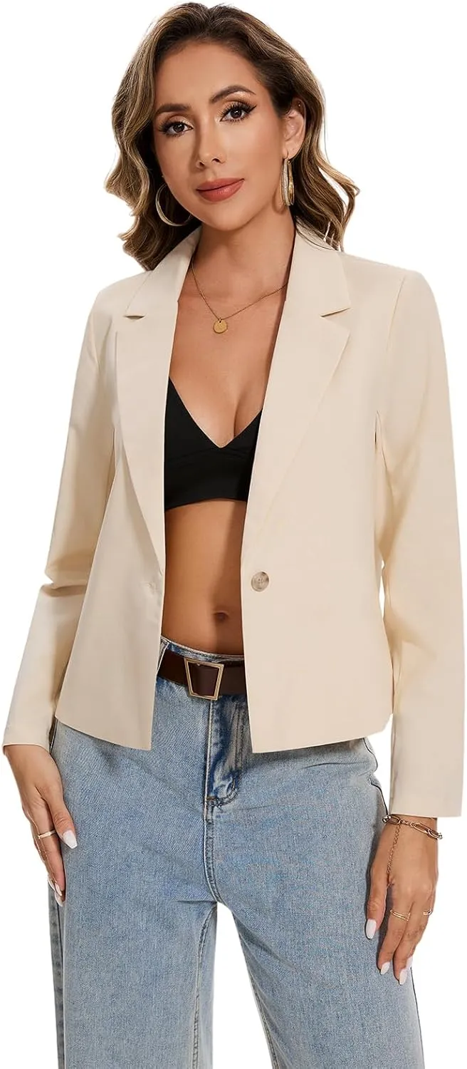 MINTLIMIT Womens Cotton Linen Blazer Long Sleeve Casual Work Office Lightweight Lapel Button Blazers Jacket with Pockets