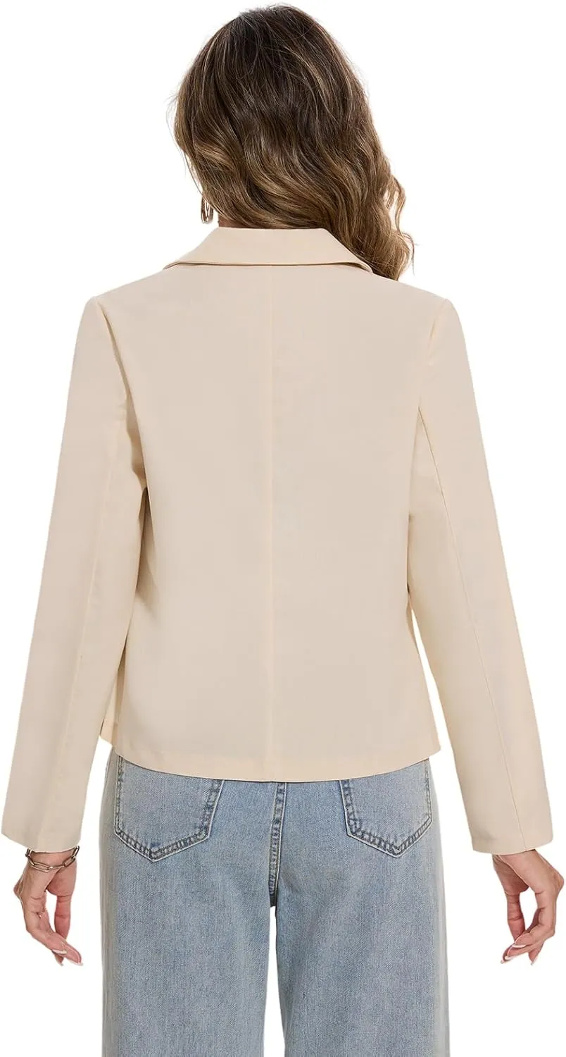 MINTLIMIT Womens Cotton Linen Blazer Long Sleeve Casual Work Office Lightweight Lapel Button Blazers Jacket with Pockets