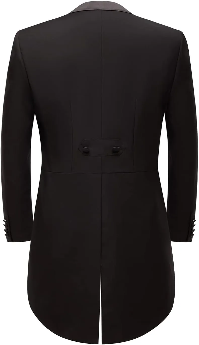 MOGU Mens Black Tuxedo with Tails Slim Fit Dress Jacket Coat for Men Casual Wedding