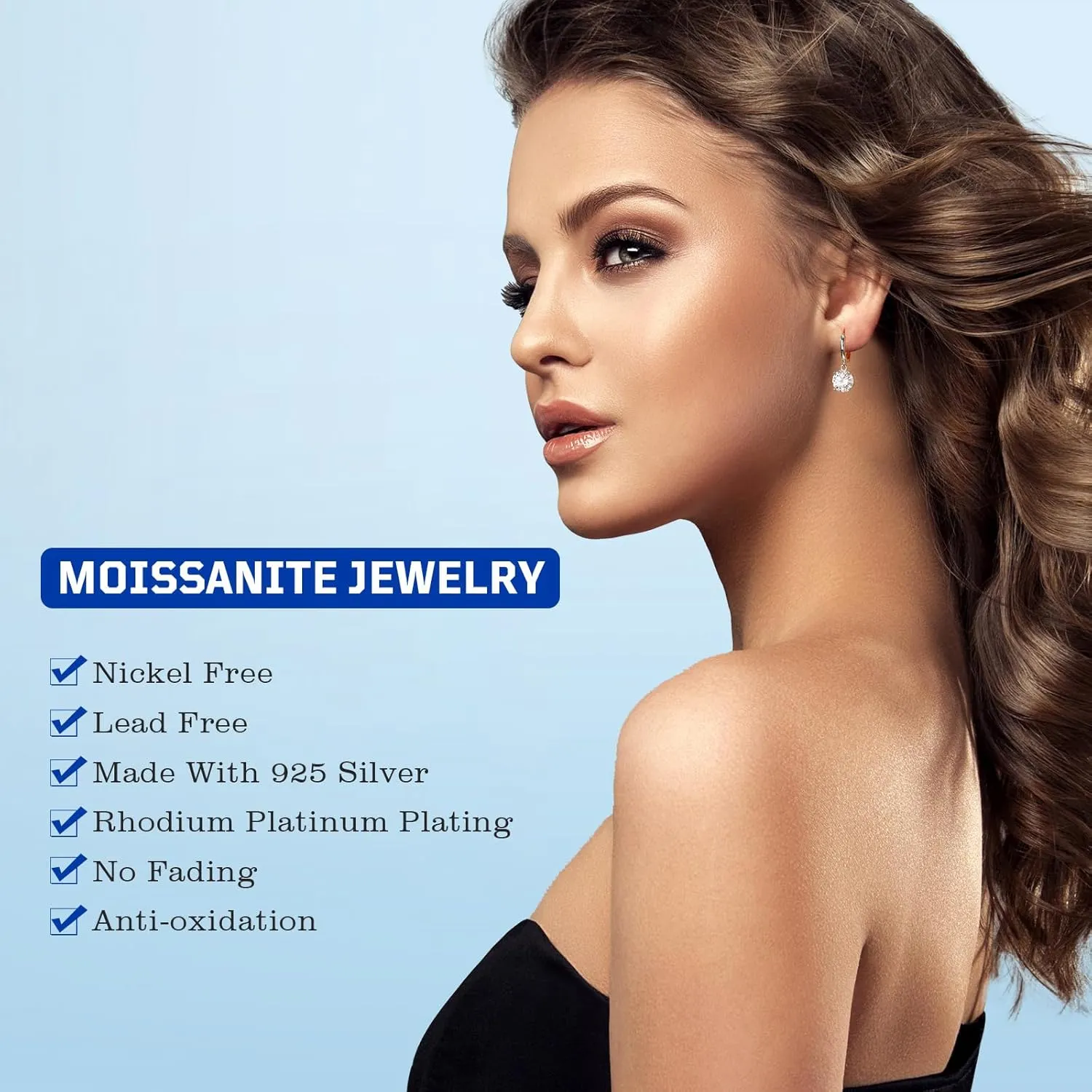 Moissanite Hoop Earrings for Women2-4CT 4-Prong 18K White Gold Plated 925 silver D Color Drop Earrings, Certificate Jewelry for Her Birthday Wedding