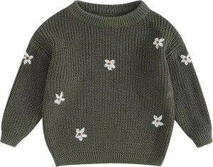 Mubineo Baby Girl Winter Clothes Cute Flower Sweater Crewneck Pullover Long Sleeve Knit Newborn Infant Sweaters