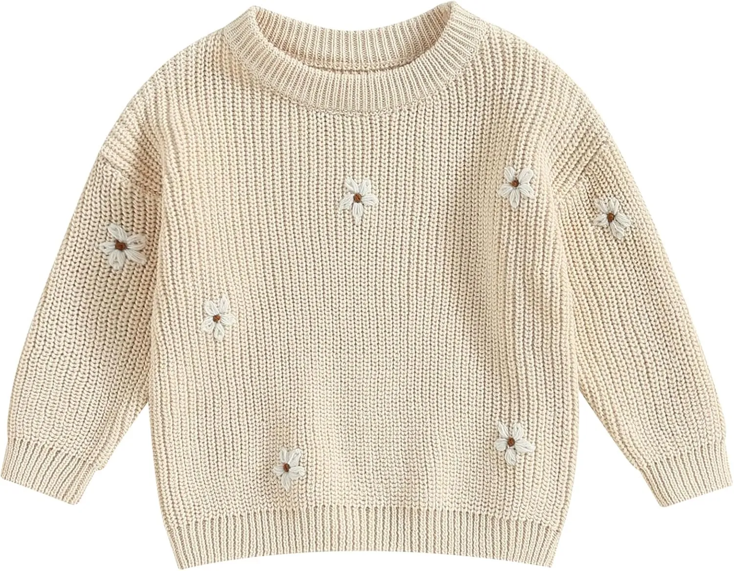 Mubineo Baby Girl Winter Clothes Cute Flower Sweater Crewneck Pullover Long Sleeve Knit Newborn Infant Sweaters