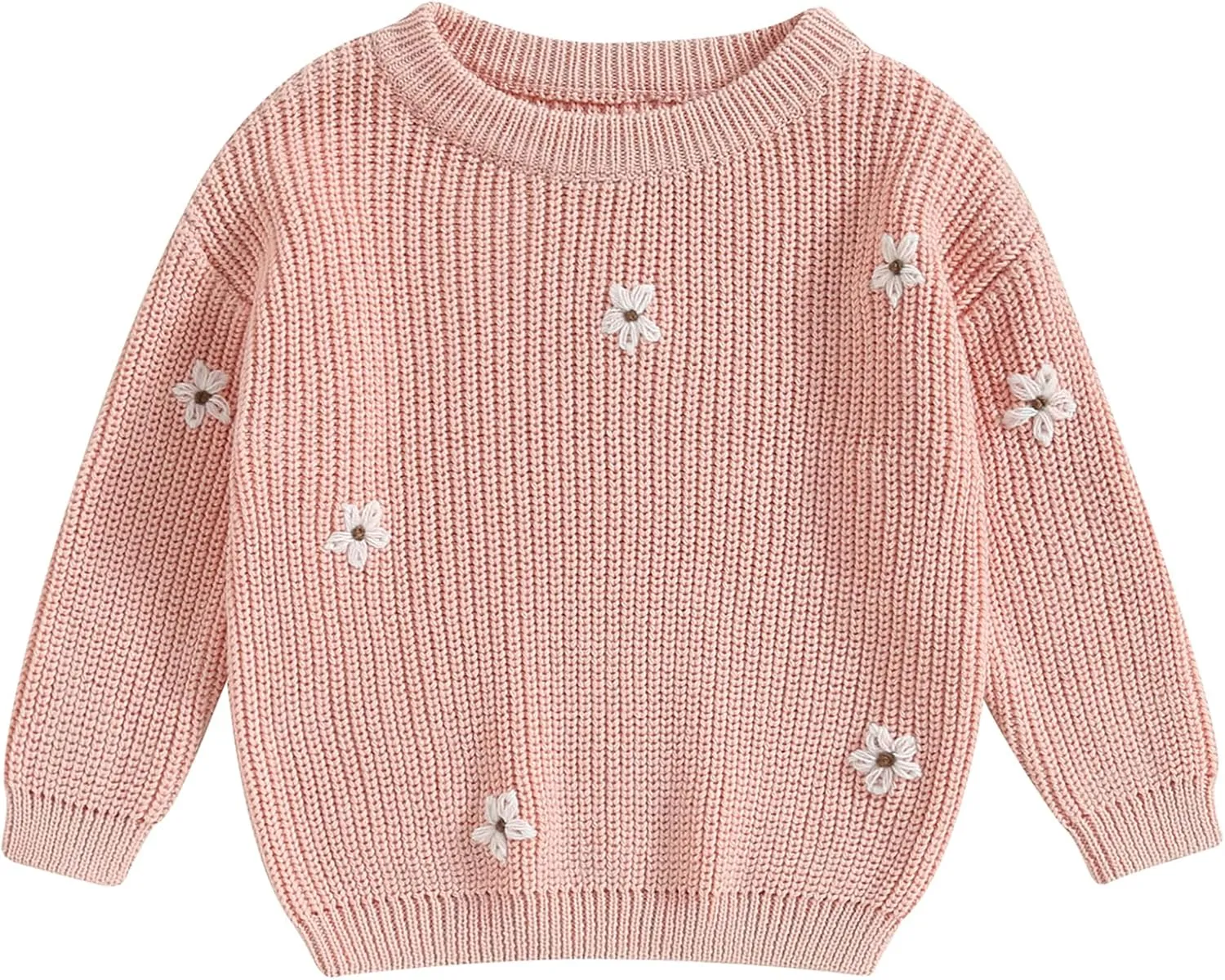 Mubineo Baby Girl Winter Clothes Cute Flower Sweater Crewneck Pullover Long Sleeve Knit Newborn Infant Sweaters