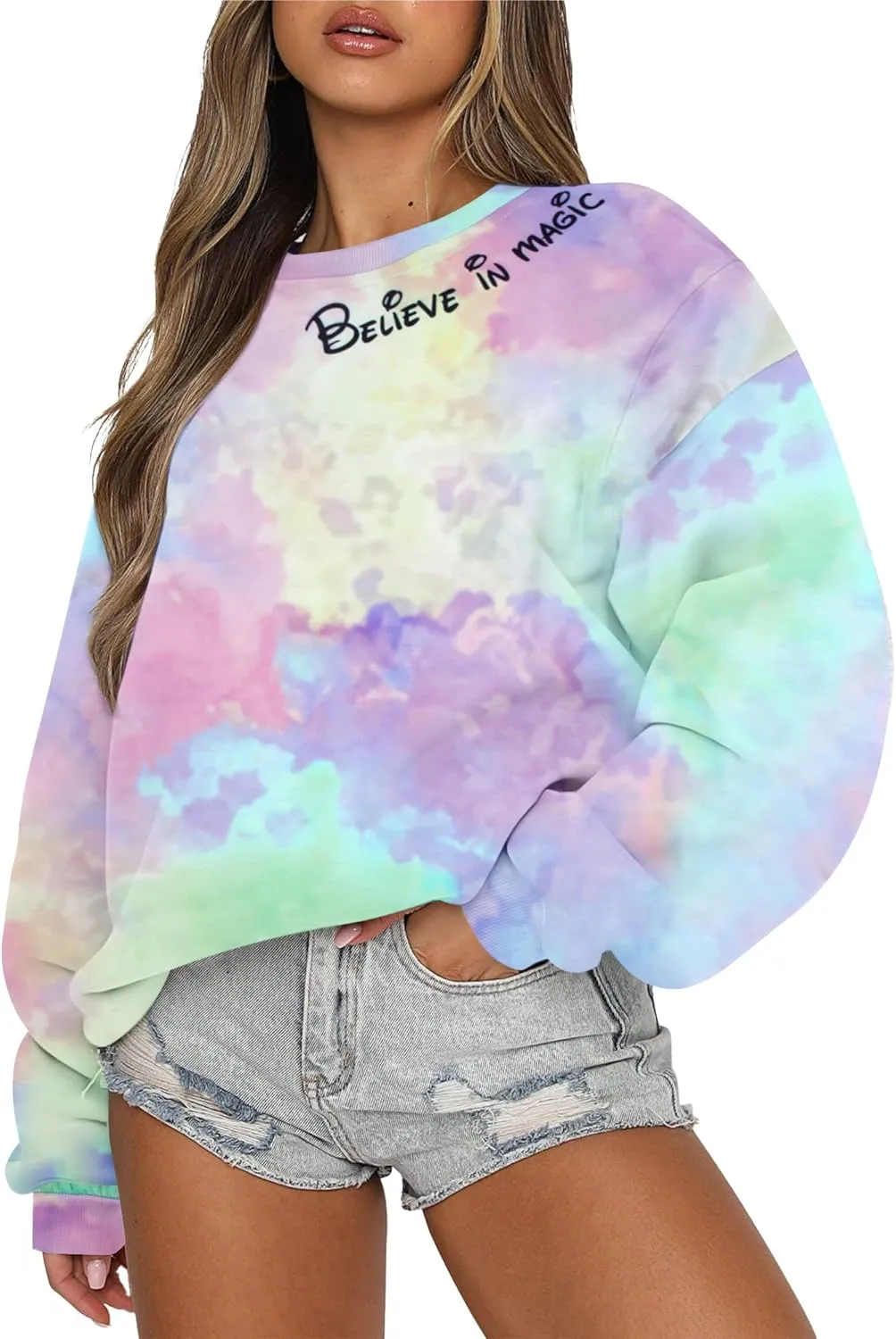 MYHALF Believe In The Magic Sweatshirt Women Crewneck Magic Pullover Shirt Family Vacation Castle Graphic Tops