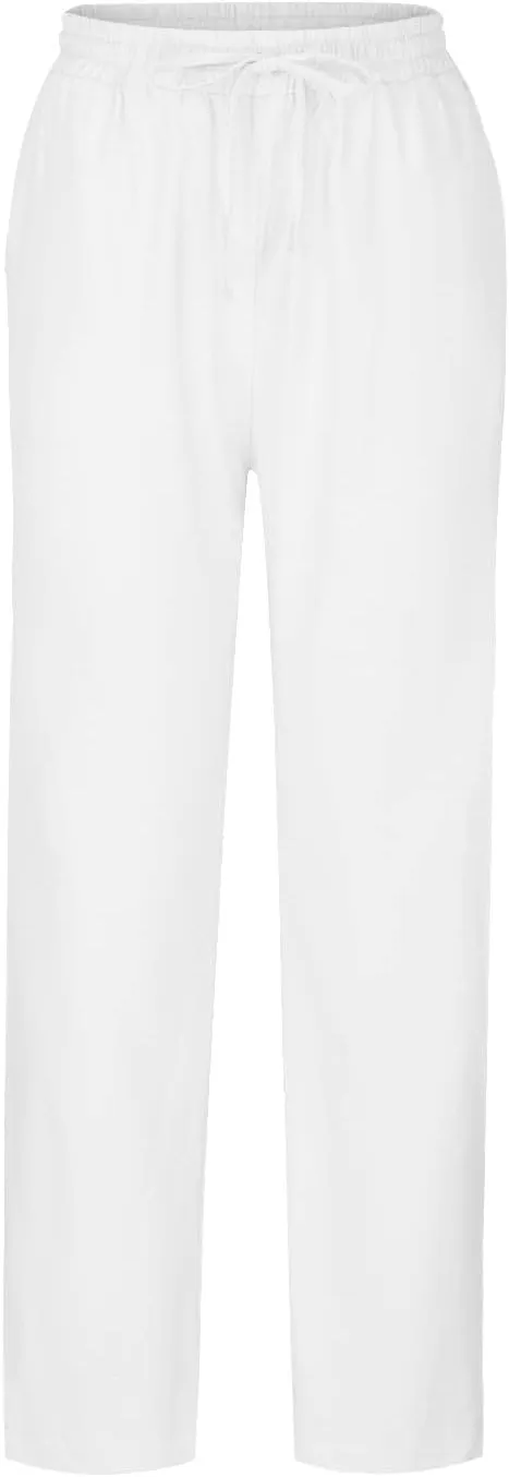 NATHGAM Womens Capri Pants Trendy Solid Color Lounge Palazzo Pants Summer Comfy Linen Loose Cropped Trousers with Pockets