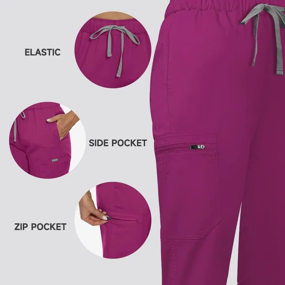 Niaahinn Classic Scrub Set for Women - Top Workwear & Yoga Jogger Pants Nursing Uniform