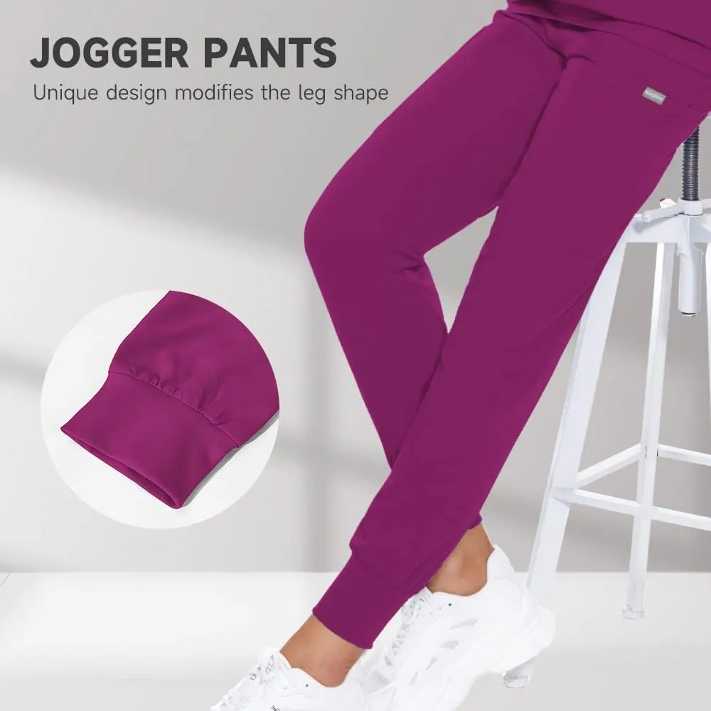 Niaahinn Classic Scrub Set for Women - Top Workwear & Yoga Jogger Pants Nursing Uniform