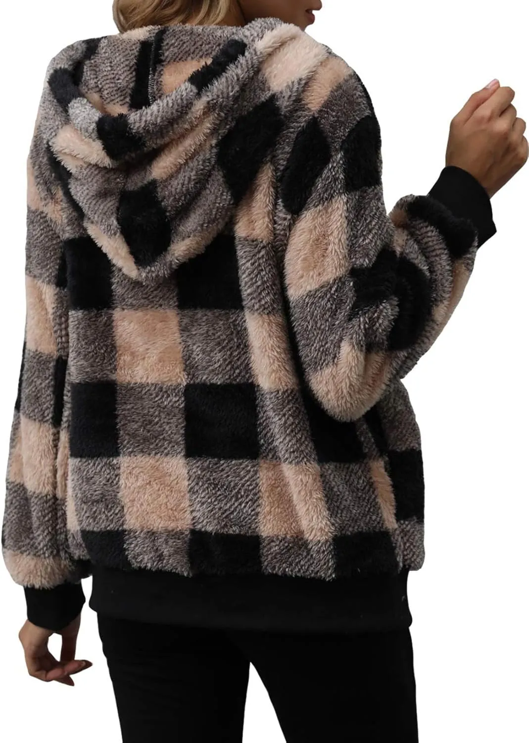 Nirovien Womens Sherpa Jacket Fuzzy Zip Up Hoodie Oversized Fleece Jackets Fluffy Coat with Pockets