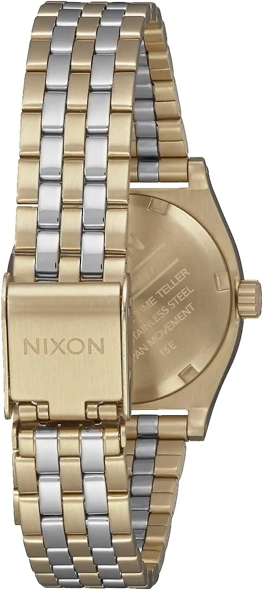 NIXON Small Time Teller A399 - 100m Water Resistant Analog Classic Watch (26mm Watch Face, 12mm-14mm Custom 5 Link Stainless Steel Band)