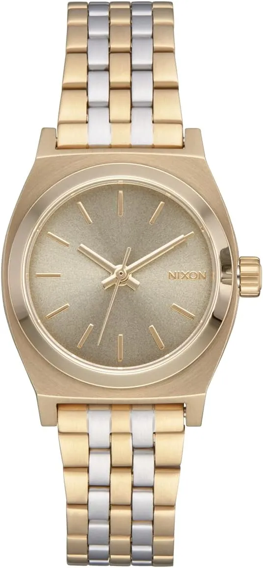 NIXON Small Time Teller A399 - 100m Water Resistant Analog Classic Watch (26mm Watch Face, 12mm-14mm Custom 5 Link Stainless Steel Band)