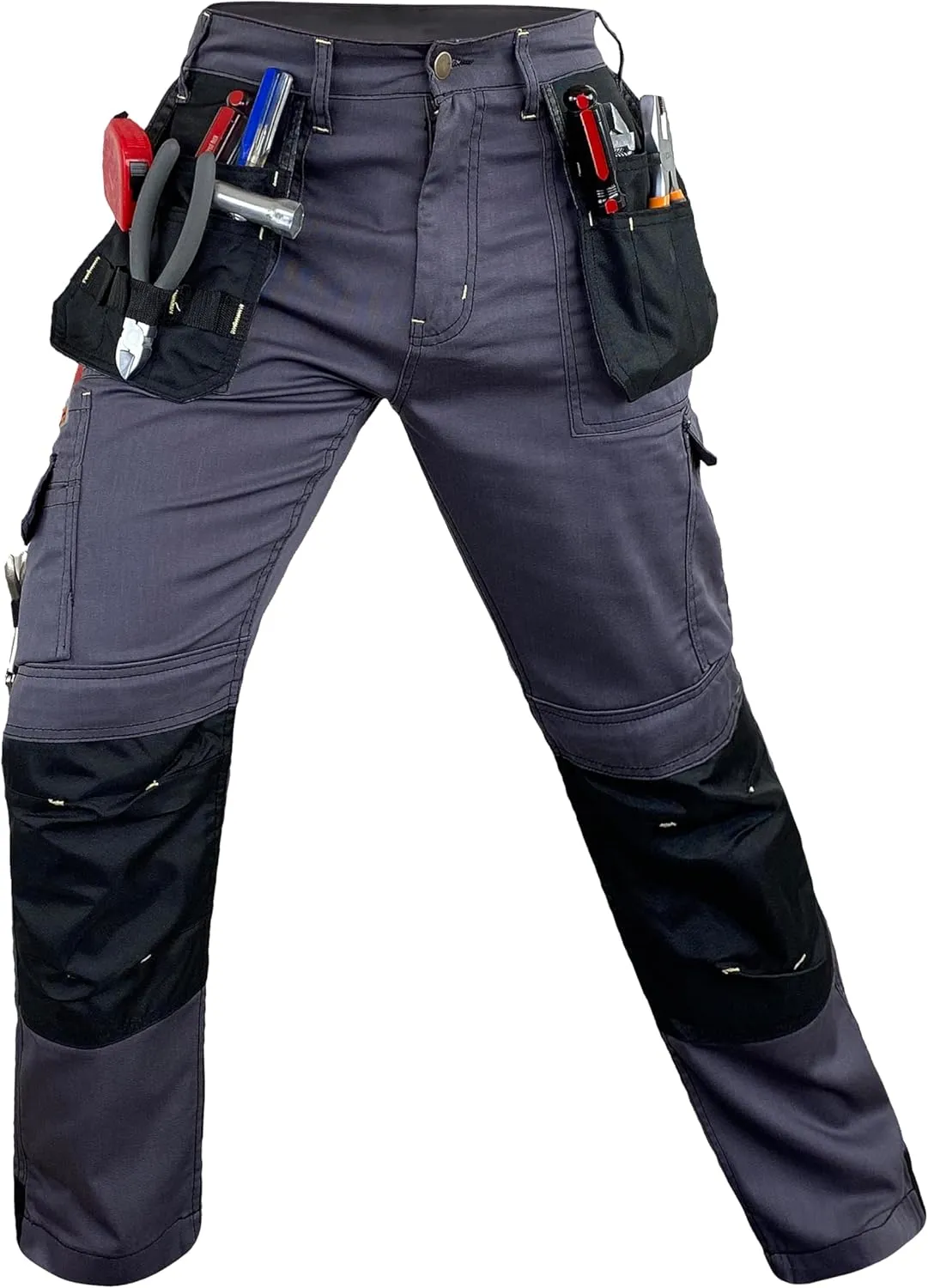 Notus Mens Construction Tactical Carpenter Multi-Pockets Cordura Knee and Holster Pockets Reinforced Work Pants