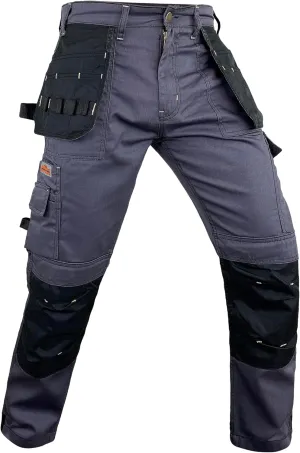 Notus Mens Construction Tactical Carpenter Multi-Pockets Cordura Knee and Holster Pockets Reinforced Work Pants