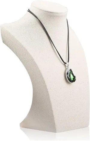 Oirlv Linen Necklace Display Bust 3D Necklace Organizer Jewelry Display Holder (H-11.8inches)