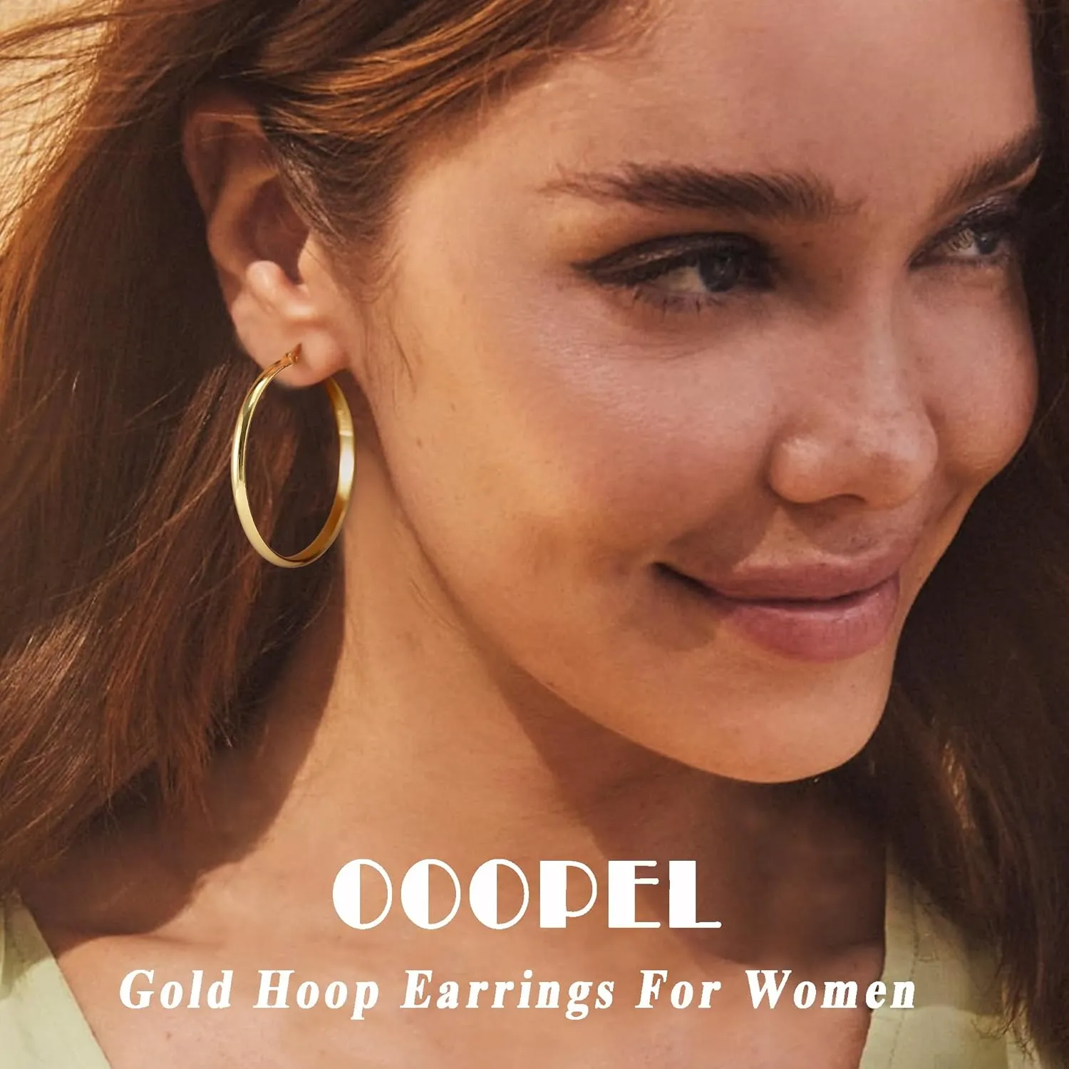 OOOPEL 3mm Wide Large Gold/Silver Hoop Earrings Sterling Silver Hoop Earrings For Women Big Gold Hoops Hypoallergenic 925 Sterling Sliver Earrings Hoops 30/40/50/60mm