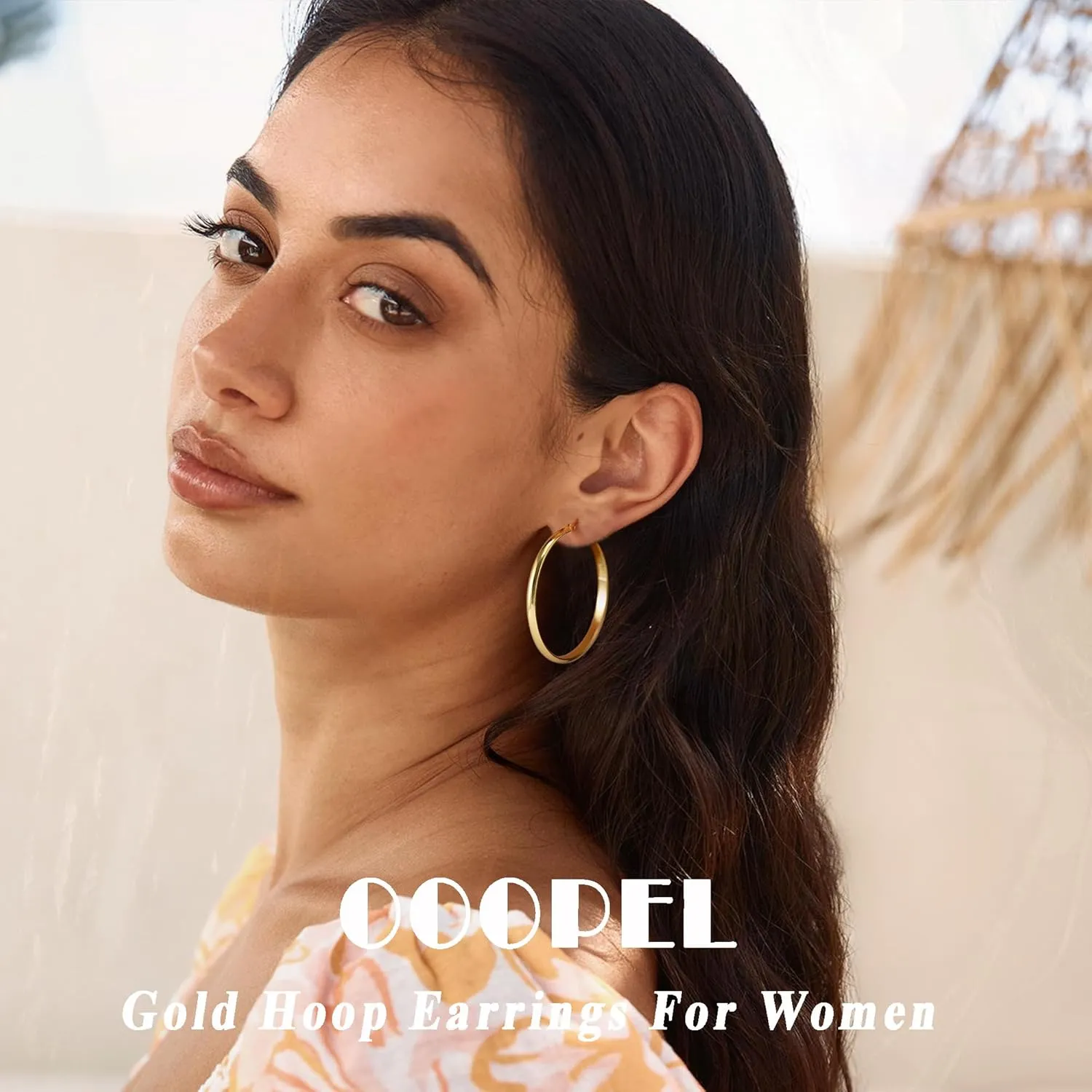 OOOPEL 3mm Wide Large Gold/Silver Hoop Earrings Sterling Silver Hoop Earrings For Women Big Gold Hoops Hypoallergenic 925 Sterling Sliver Earrings Hoops 30/40/50/60mm