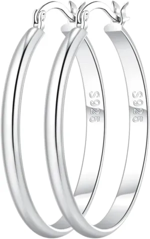 OOOPEL Silver Hoop Earrings For Women Big Silver Hoops Hoop Earrings For Women Silver Hypoallergenic Large Silver Hoop Earrings For Women Thick Silver Hoops Sterling Silver Hoop Earrings For Women