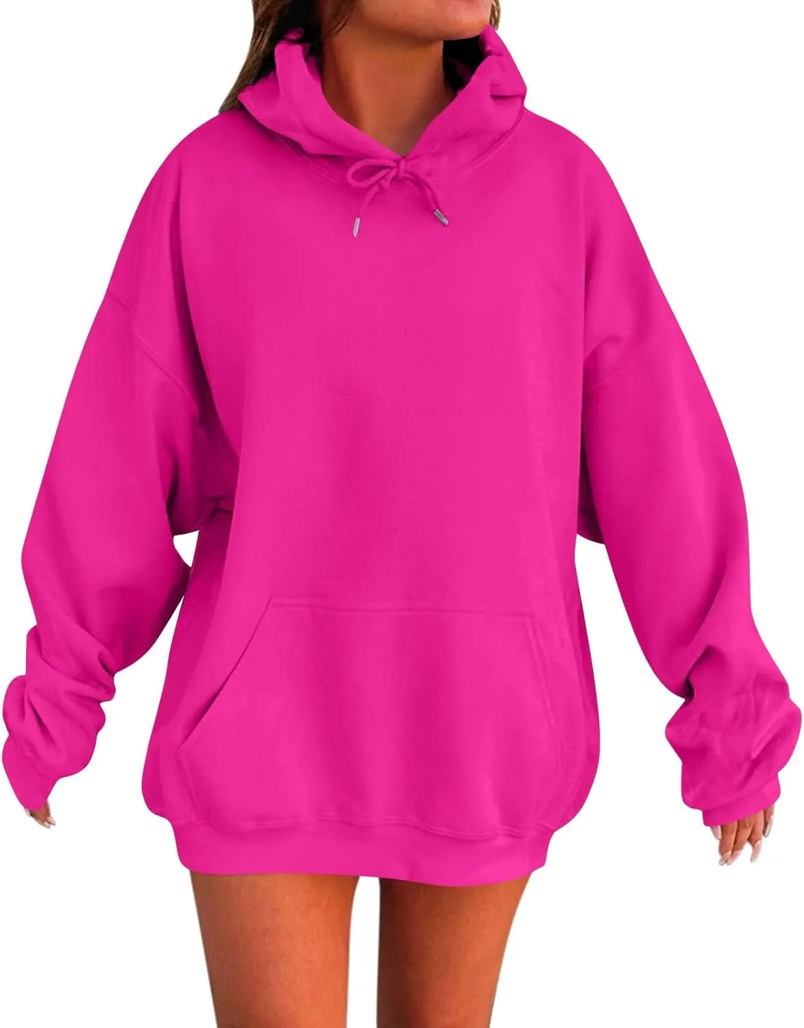 Oversized Hoodie For Women Plus Size Drop Shoulder Fleece Sweatshirts Comfy Pullover Tops Baggy Winter Coat w/Pockets