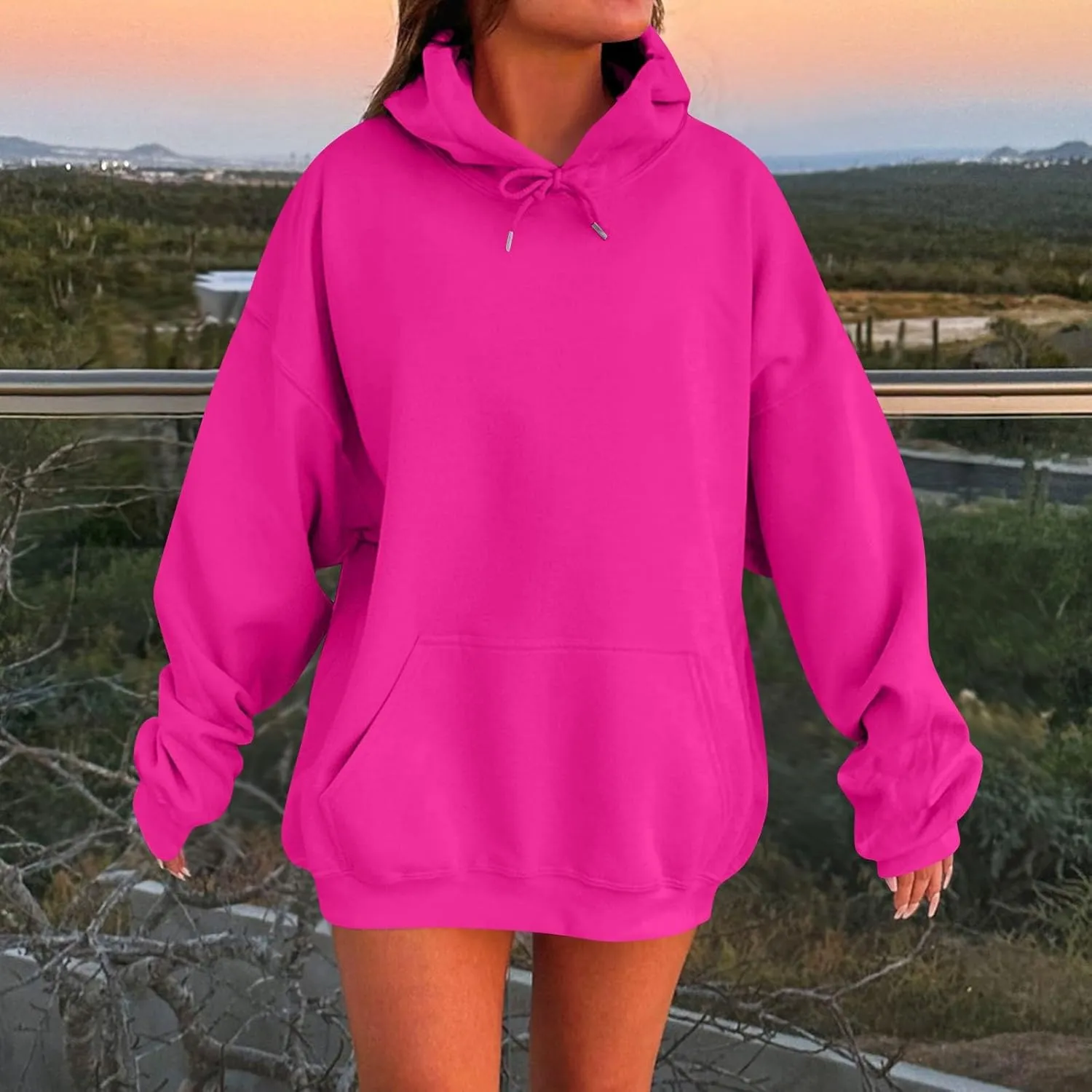 Oversized Hoodie For Women Plus Size Drop Shoulder Fleece Sweatshirts Comfy Pullover Tops Baggy Winter Coat w/Pockets