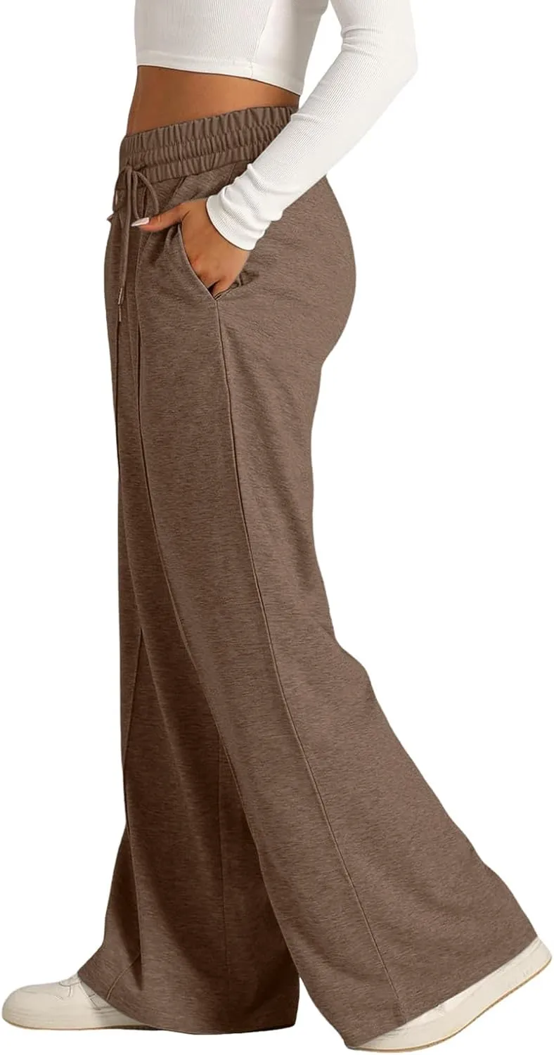Oversized Wide Leg Sweatpants Women Elastic Drawstring Straight Leg Sweatpants Low Waisted Baggy Lounge Pants Pocket