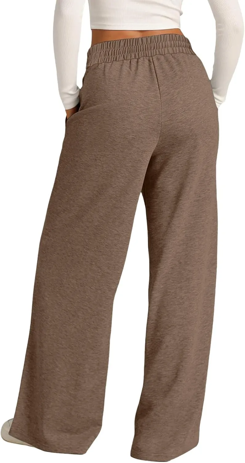 Oversized Wide Leg Sweatpants Women Elastic Drawstring Straight Leg Sweatpants Low Waisted Baggy Lounge Pants Pocket