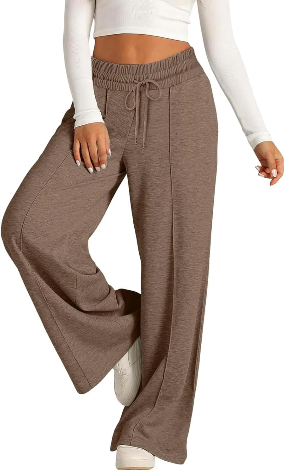 Oversized Wide Leg Sweatpants Women Elastic Drawstring Straight Leg Sweatpants Low Waisted Baggy Lounge Pants Pocket