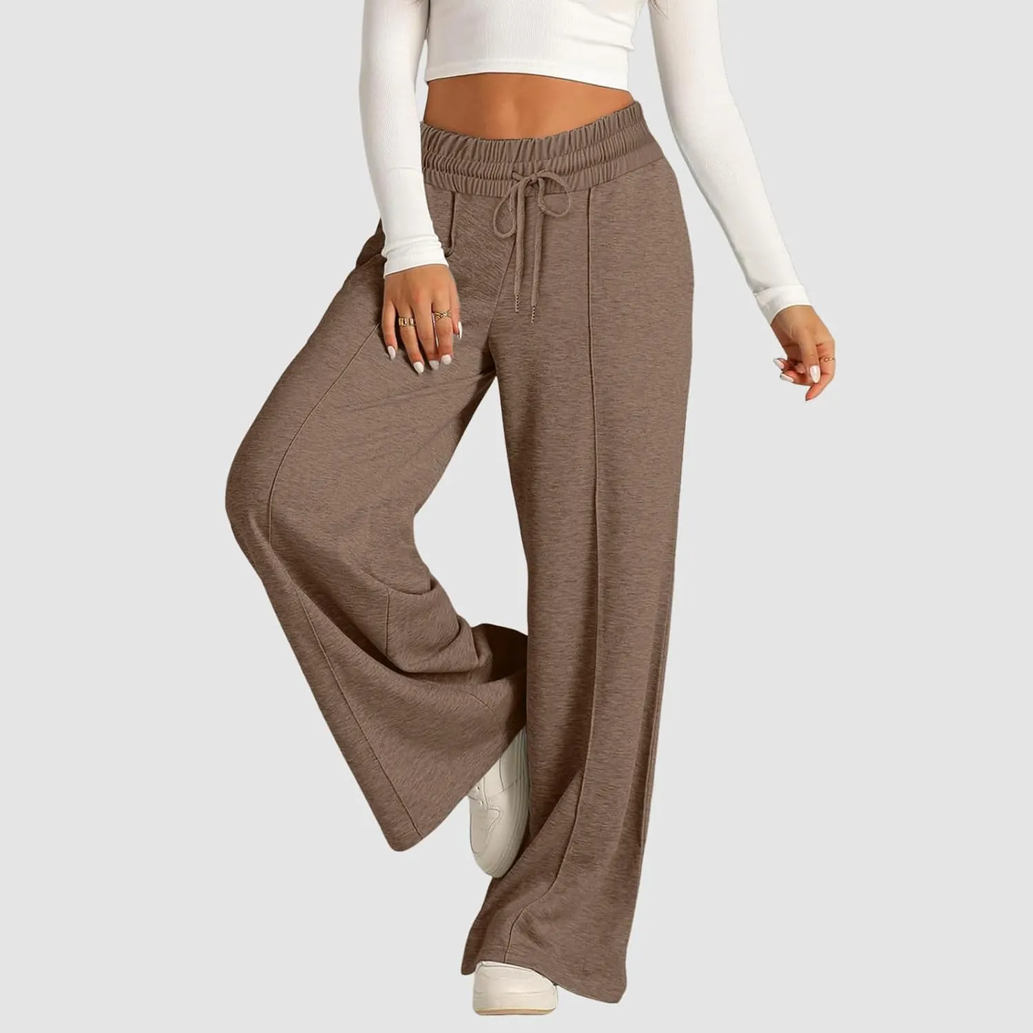 Oversized Wide Leg Sweatpants Women Elastic Drawstring Straight Leg Sweatpants Low Waisted Baggy Lounge Pants Pocket