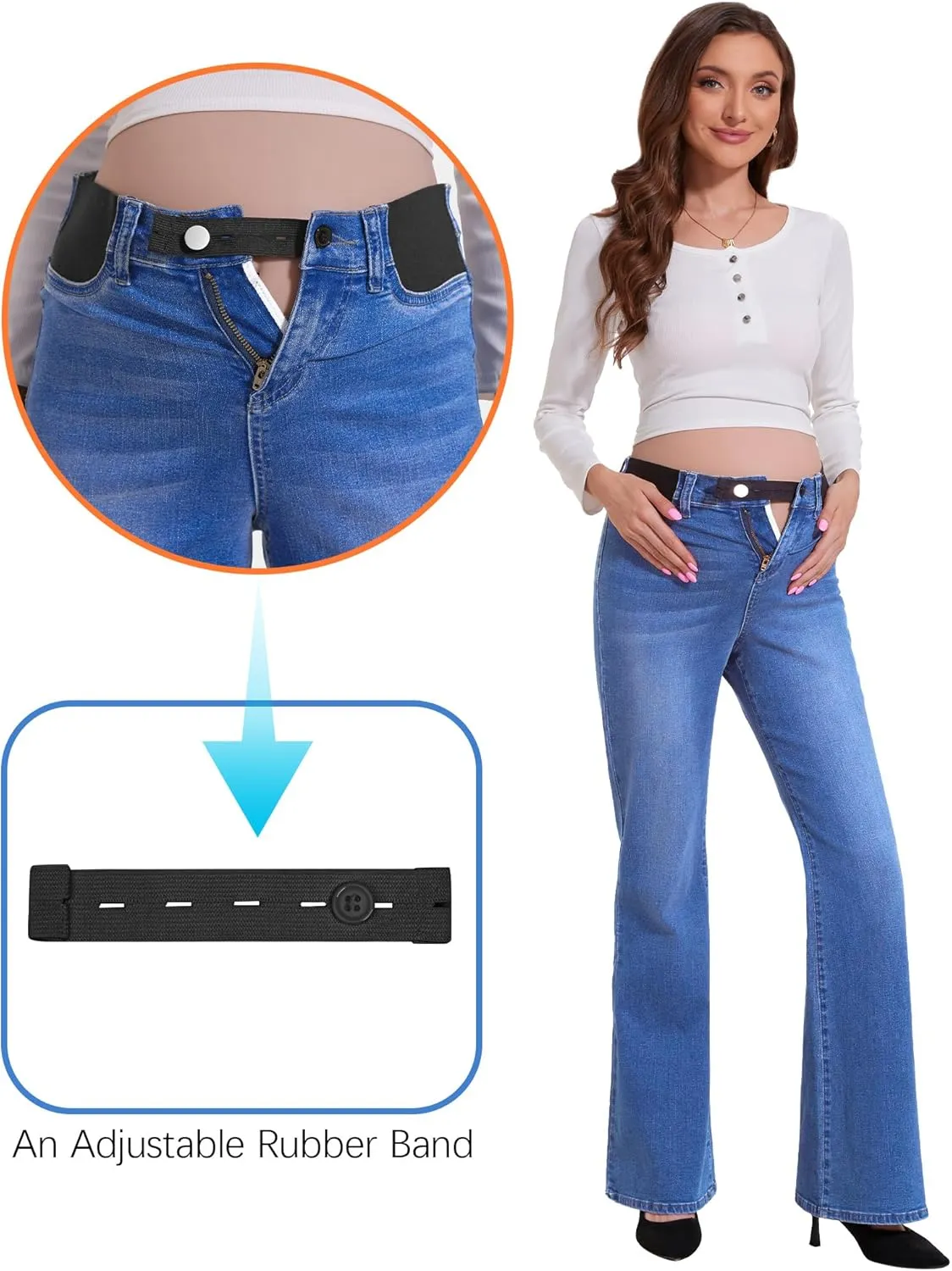 PACBREEZE Women's Maternity Flare Jeans Mid-Rise Stretchy Bell Bootcut Jeans Denim Pregnancy Pants, S-XXL