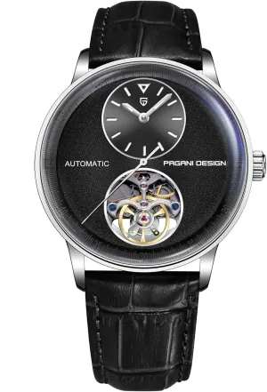 Pagani Design Men's Automatic Mechanical Watch Exposed Mechanical Movement 42mm 316L Stainless Steel with PU Leather Strap 100m Water Resistant (10ATM) Self-Winding Sapphire Crystal Glass