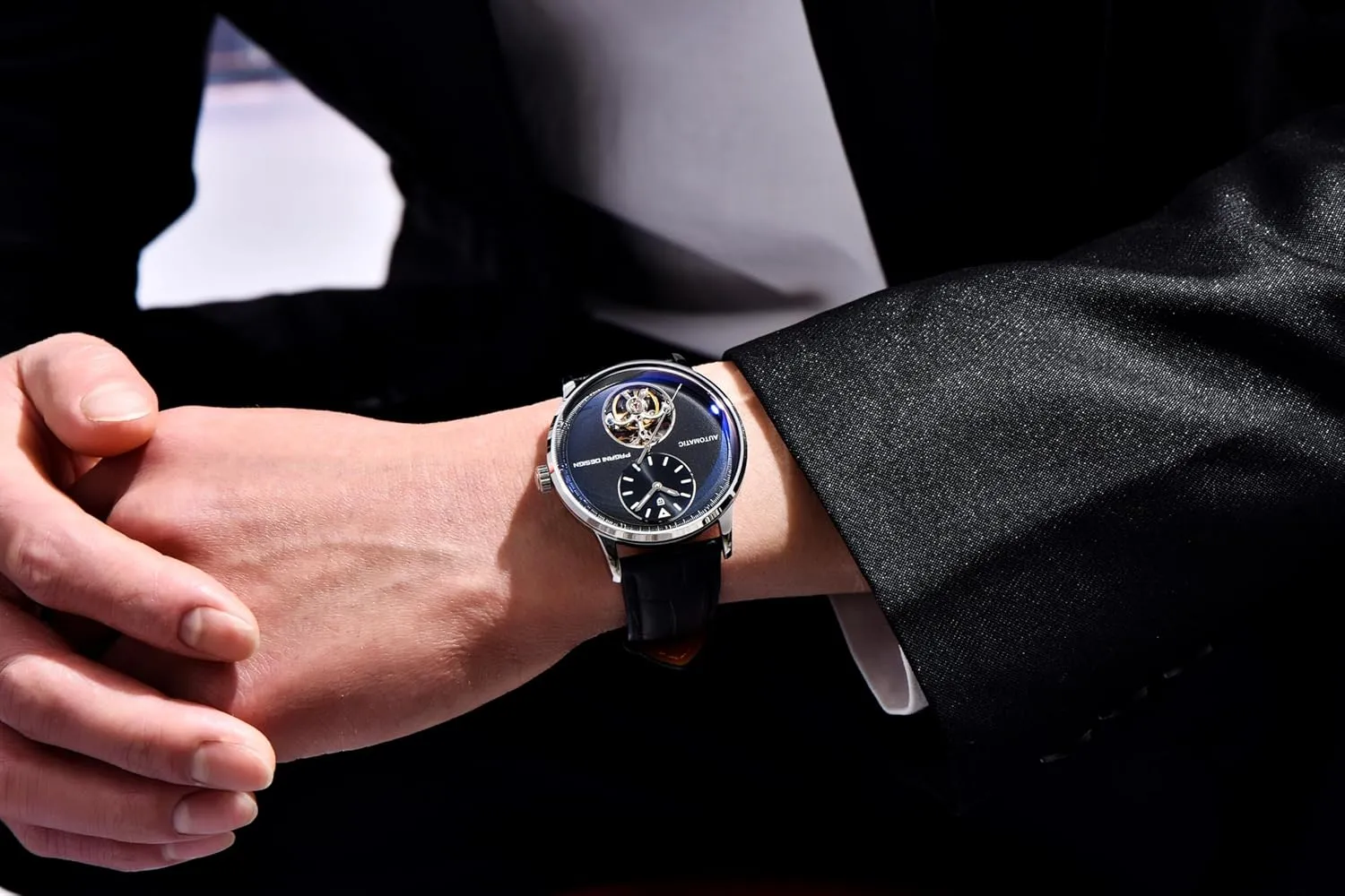 Pagani Design Men's Automatic Mechanical Watch Exposed Mechanical Movement 42mm 316L Stainless Steel with PU Leather Strap 100m Water Resistant (10ATM) Self-Winding Sapphire Crystal Glass