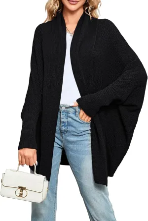 Pink Queen Cardigan Sweaters for Women Oversized Chunky Kimono Slouchy Wrap Batwing Sleeve Open Front Outwear Coat