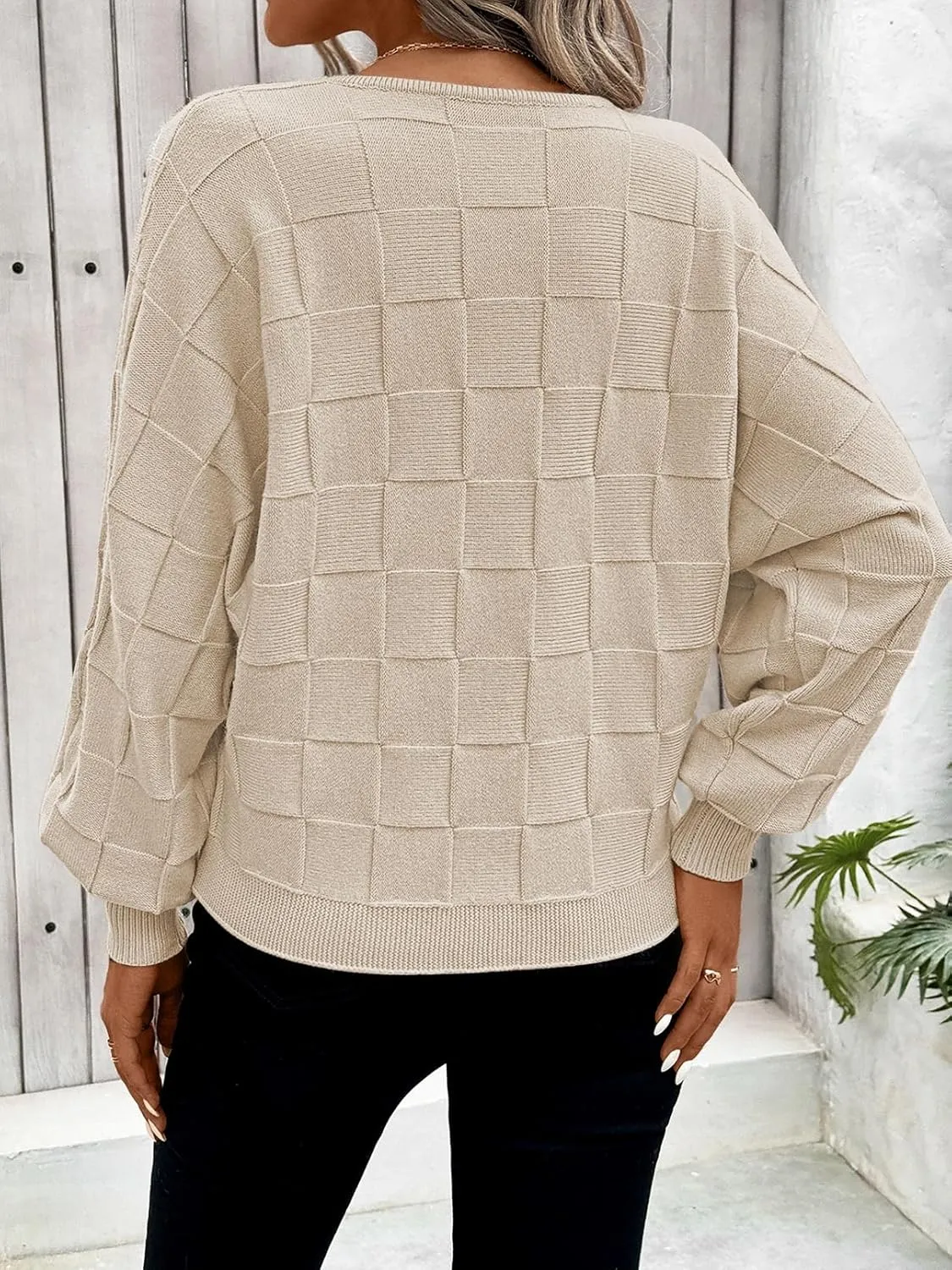 Pink Queen Women's Fall Sweaters 2024 Casual Long Batwing Sleeve Oversized Crewneck Pullover Winter Fashion Trendy Outfits