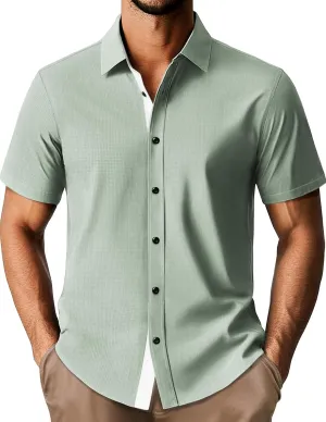 PJ PAUL JONES Mens Short Sleeve Button Down Shirts Casual Stylish Wrinkle-Free Untuckit Dress Shirt